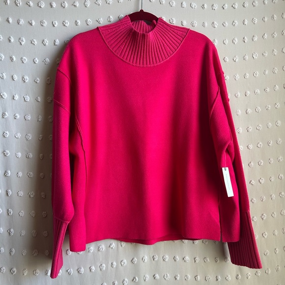 NWT Anthropologie Maeve The Logan Turtleneck Sweater Sz M Hot Pink - Picture 1 of 7